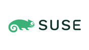 Suse Logo mit grünem Chamaeleon auf weißem Hintergrund