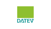 Grünes Datev Logo auf weißem Hintergrund