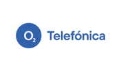 Dunkelblaues Telefónica O² Logo auf weißem Hintergrund